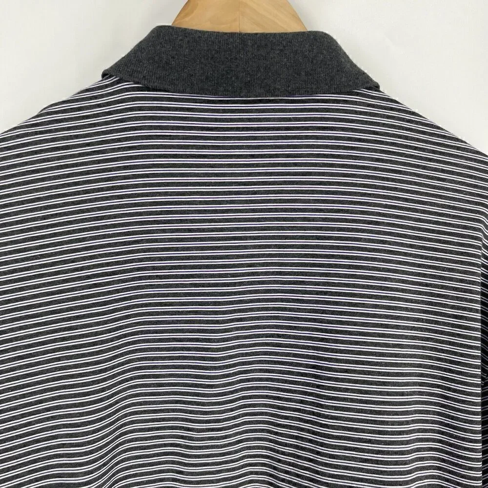 Polo Golf Ralph Lauren Shirt Size Large Mens Purple Gray Stripe Cotton Stretch